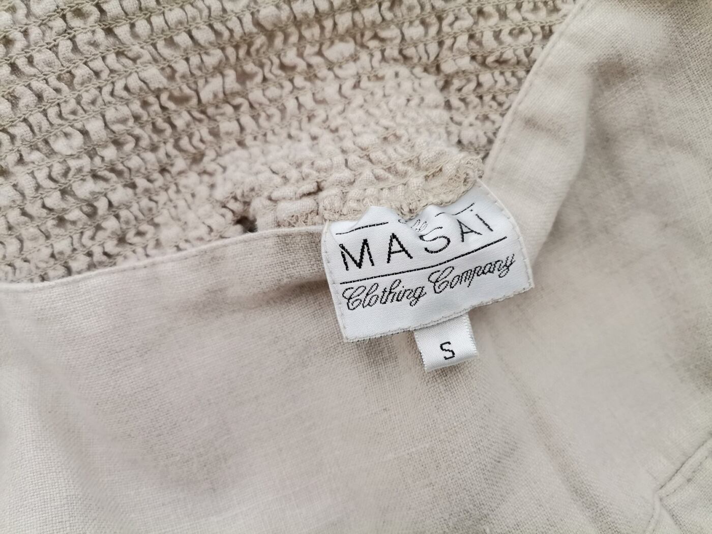 The Masai Rozmiar S Kolor Beżowy Spodnie Alladynki Materiał Len 100%