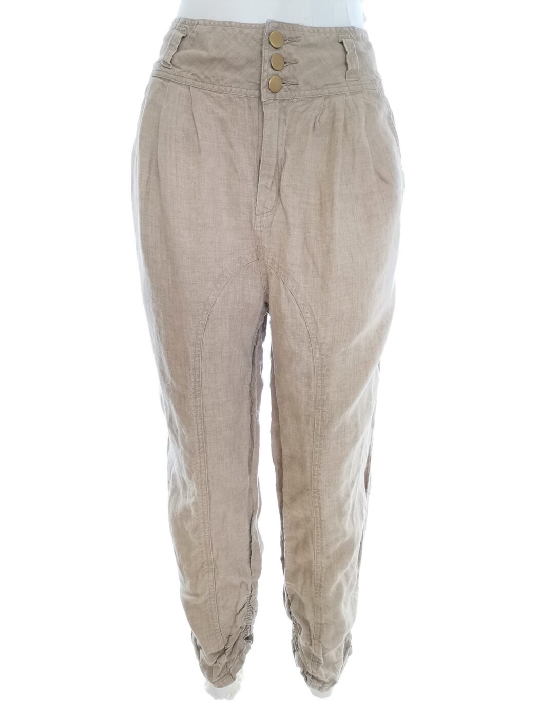 Time Rozmiar 38 Kolor Khaki Spodnie Casual Materiał Len 100%