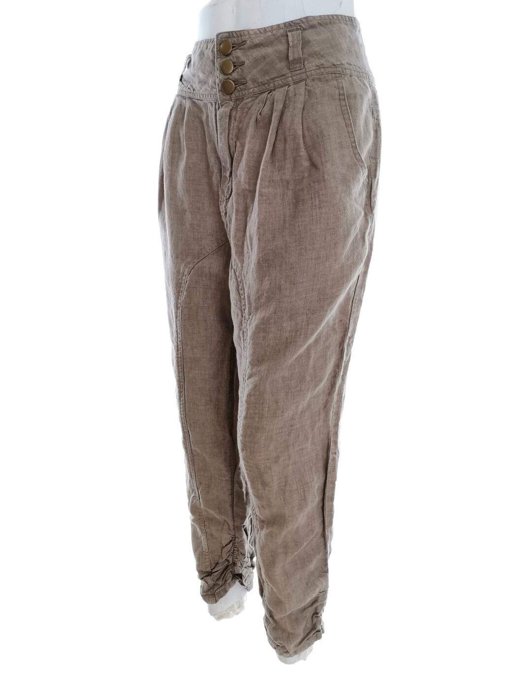 Time Rozmiar 38 Kolor Khaki Spodnie Casual Materiał Len 100%