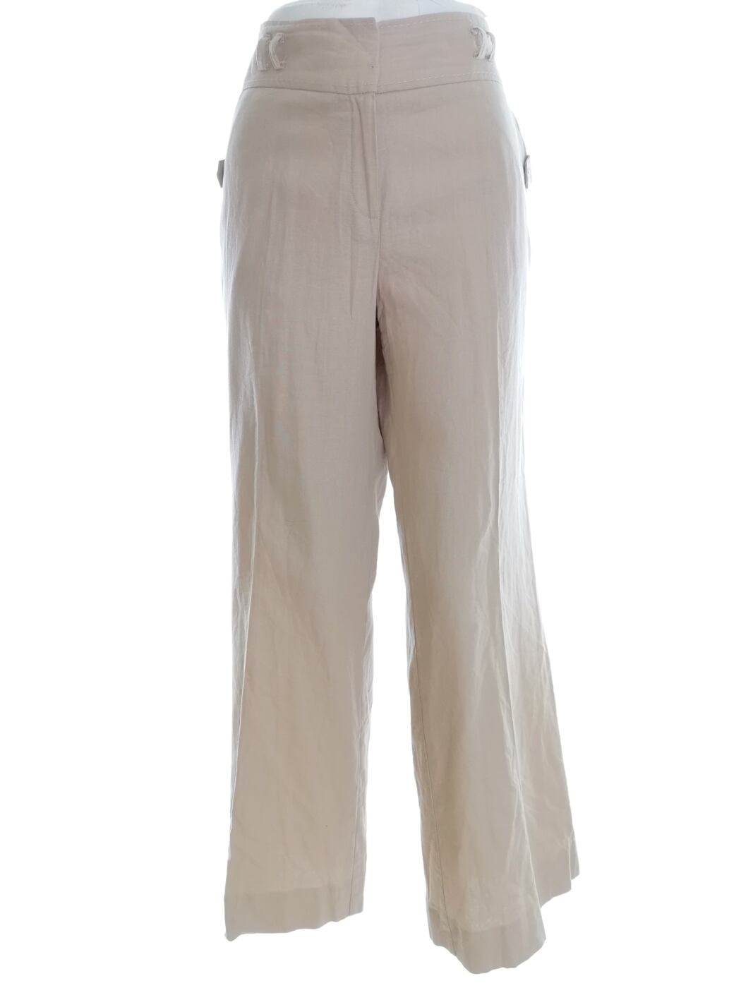 Dunnes Rozmiar 12 (40) Kolor Beżowy Spodnie Casual Materiał Len