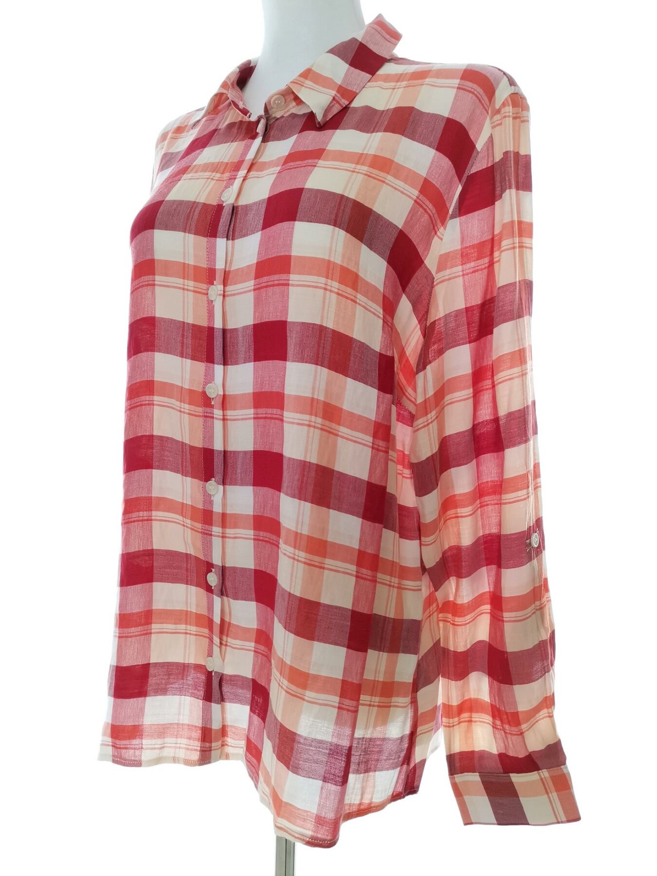 IMG_20210309_153006.jpg Dorothy perkins Rozmiar 44 Kolor Pomarańczowy Krata Kołnierz Koszula Zapinana Bluzka Długi rękaw Materiał Wiskoza