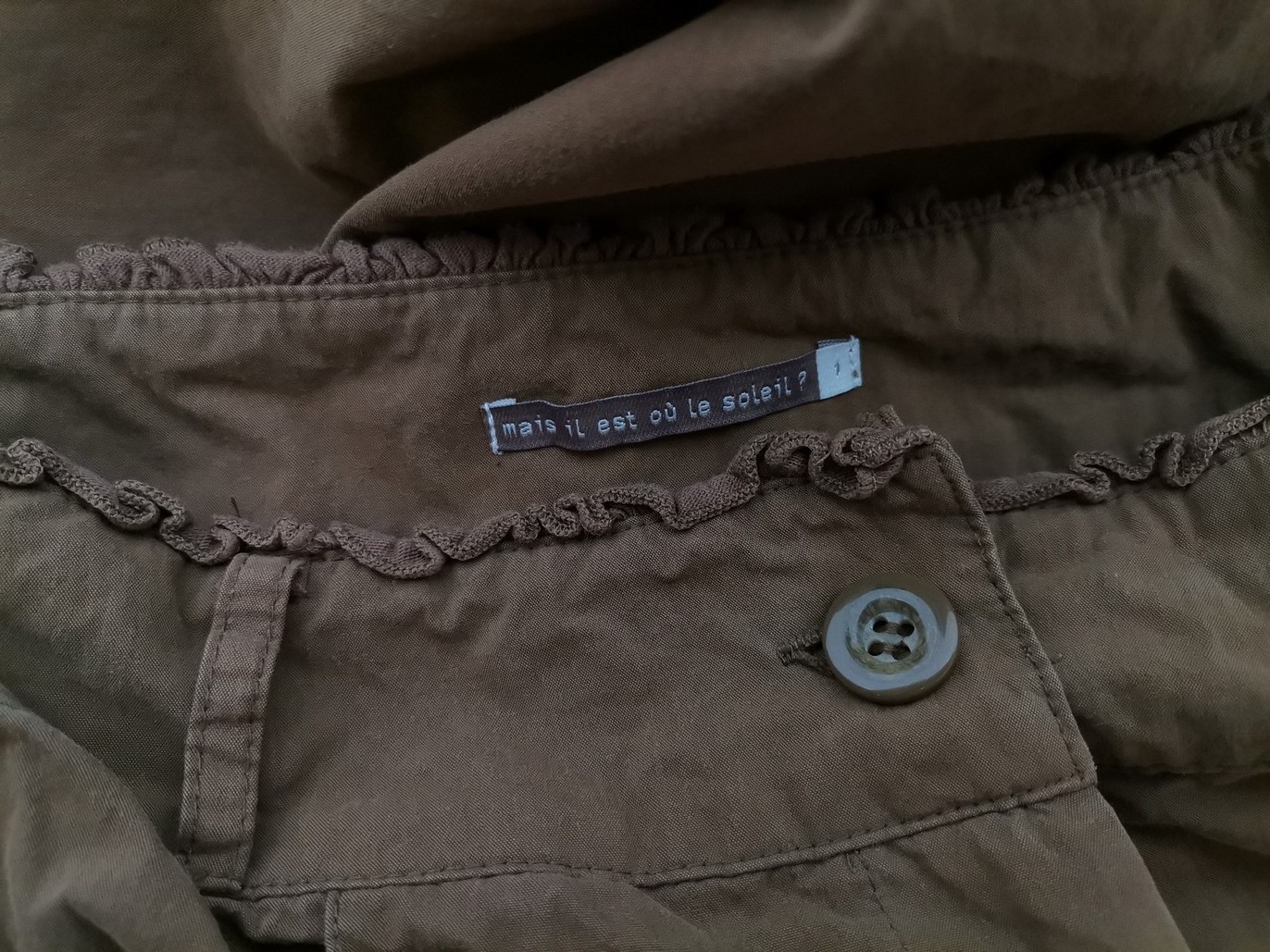 IMG_20210310_102045.jpg Mais Il est Ou le Soleil Rozmiar 1 (36) Kolor Khaki Spodnie Casual Materiał Bawełna 100%