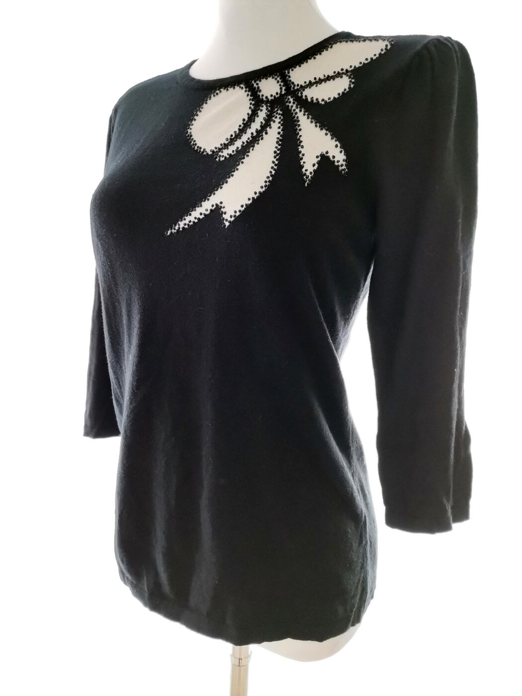 IMG_20210310_111615.jpg Laura ashley Rozmiar 12 (38) Kolor Czarny Crew Neck Sweter Rękaw 3/4 Materiał Bawełna