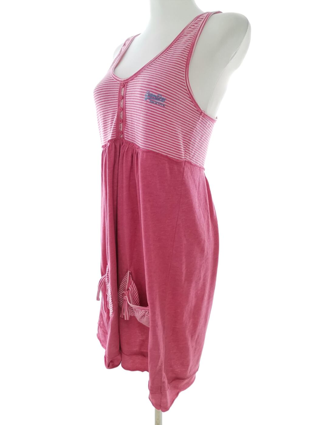Superdry Rozmiar 38 Kolor Różowy Pasy Okrągły dekolt Sukienka A-Line Bezrękawnik Do Kolan Materiał Bawełna Superdry Rozmiar 38 Kolor Różowy Pasy Okrągły dekolt Sukienka A-Line Bezrękawnik Do Kolan Materiał Bawełna