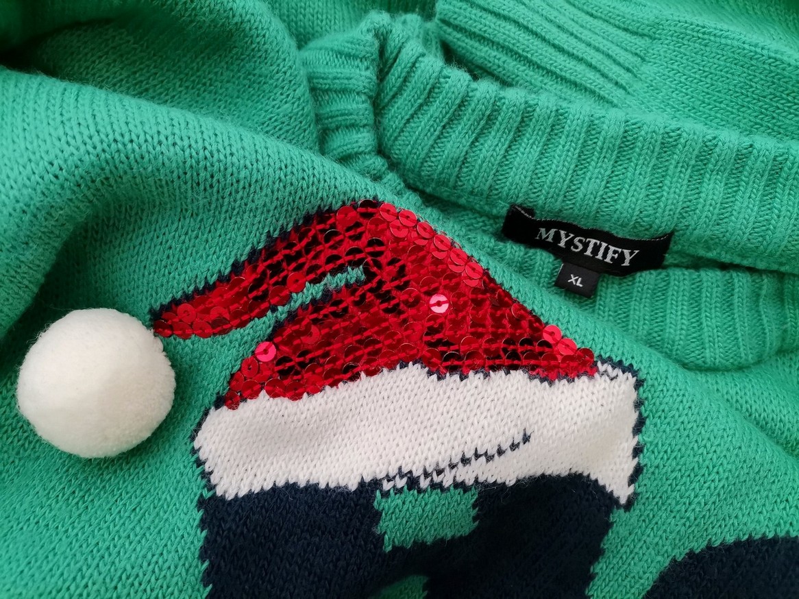 IMG_20210311_092815.jpg Merry Christmas Rozmiar XS Kolor Zielony Crew Neck Długi Sweter Tunika Długi rękaw Materiał Akryl 100% Cienka dzianina