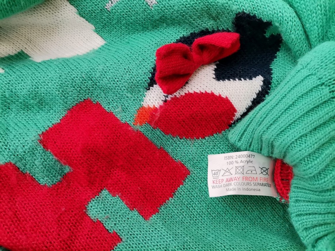 IMG_20210311_092842.jpg Merry Christmas Rozmiar XS Kolor Zielony Crew Neck Długi Sweter Tunika Długi rękaw Materiał Akryl 100% Cienka dzianina