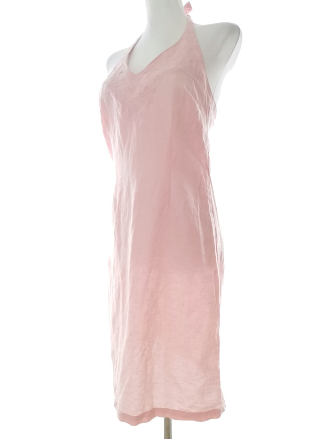 H&m Rozmiar 38 Kolor Różowy Halter Sukienka Bodycon Bezrękawnik Midi Materiał Len H&m Rozmiar 38 Kolor Różowy Halter Sukienka Bodycon Bezrękawnik Midi Materiał Len