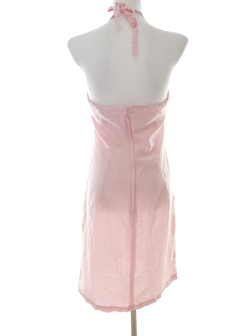 H&m Rozmiar 38 Kolor Różowy Halter Sukienka Bodycon Bezrękawnik Midi Materiał Len H&m Rozmiar 38 Kolor Różowy Halter Sukienka Bodycon Bezrękawnik Midi Materiał Len