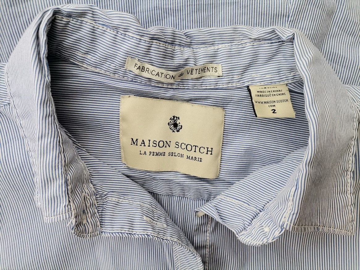 IMG_20210311_110341.jpg Maison scotch Rozmiar 2 (38) Kolor Niebieski Pasy Kołnierz Koszula Zapinana Bluzka Długi rękaw Materiał Bawełna