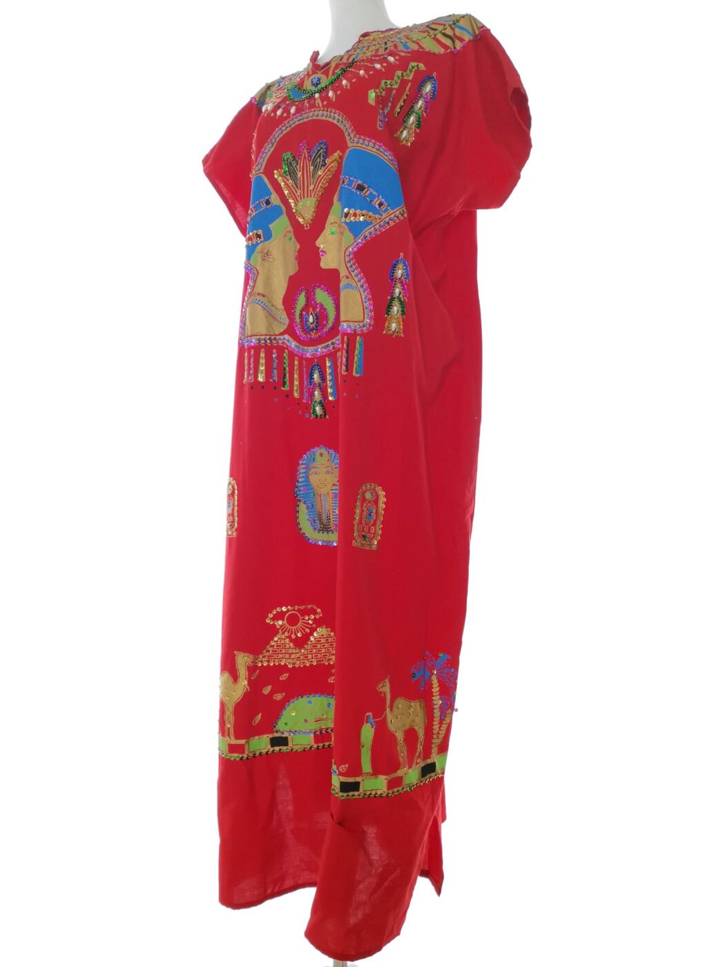 S.R Made In Egipt Rozmiar 4 (42) Kolor Czerwony W serek Sukienka Maxi Krótki rękaw Długa S.R Made In Egipt Rozmiar 4 (42) Kolor Czerwony W serek Sukienka Maxi Krótki rękaw Długa