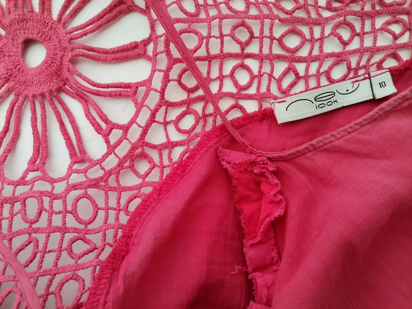 Look Rozmiar 10 (38) Kolor Różowy W serek Tunika Bluzka Bezrękawnik Materiał Bawełna 100%