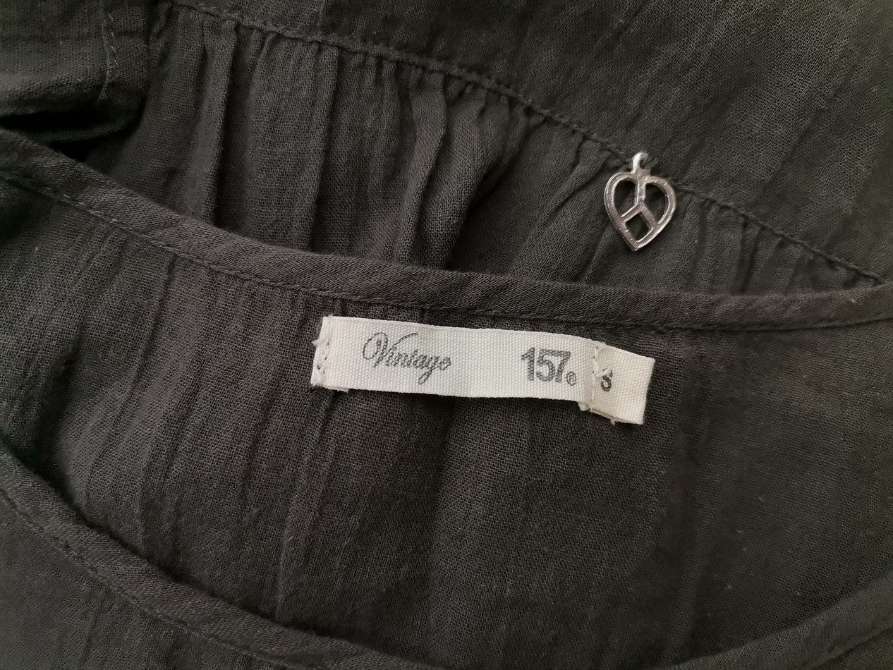 Vintage 157 Rozmiar S Kolor Khaki Okrągły dekolt Bluzka Rękaw 3/4