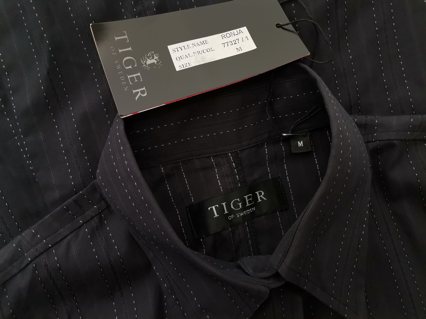 Tiger of Sweden Rozmiar M Kolor Granatowy Pasy Kołnierz Koszula Zapinana Bluzka Długi rękaw