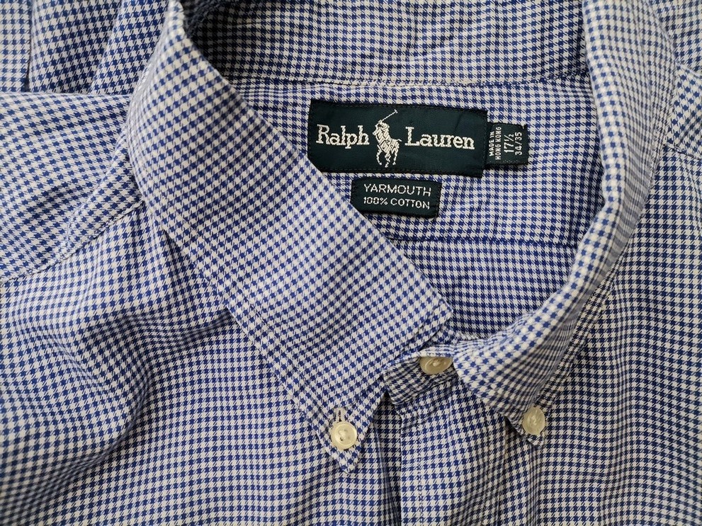 IMG_20210315_101736.jpg Ralph Lauren Rozmiar 17,5 (43) Kolor Granatowy Krata Kołnierz Męska Koszula Elegancka Długi rękaw Materiał Bawełna 100%