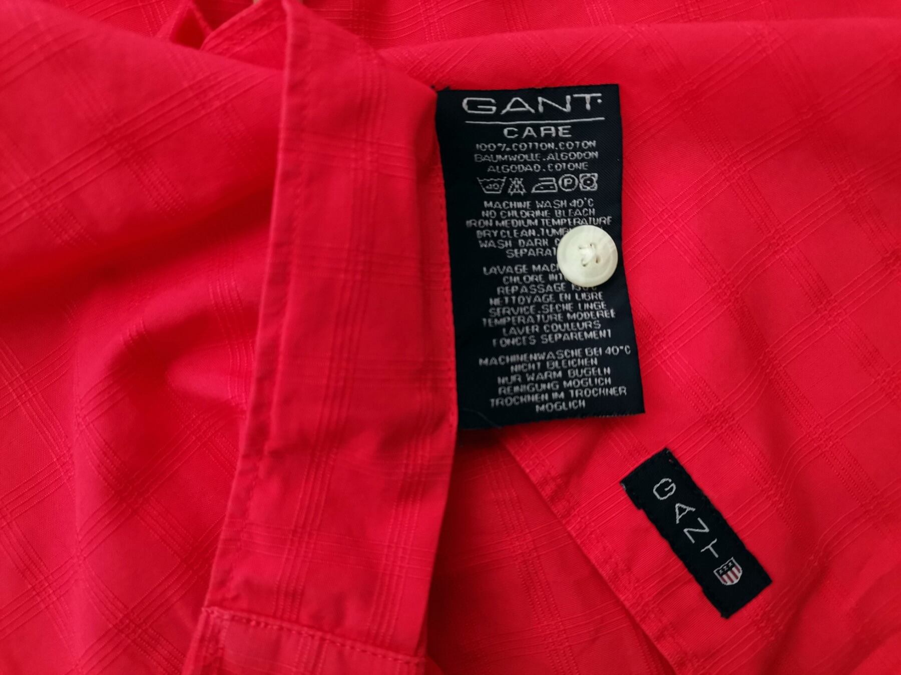 Gant Rozmiar S Kolor Czerwony Kołnierz Męska Koszula Casual Krótki rękaw Materiał Bawełna 100%