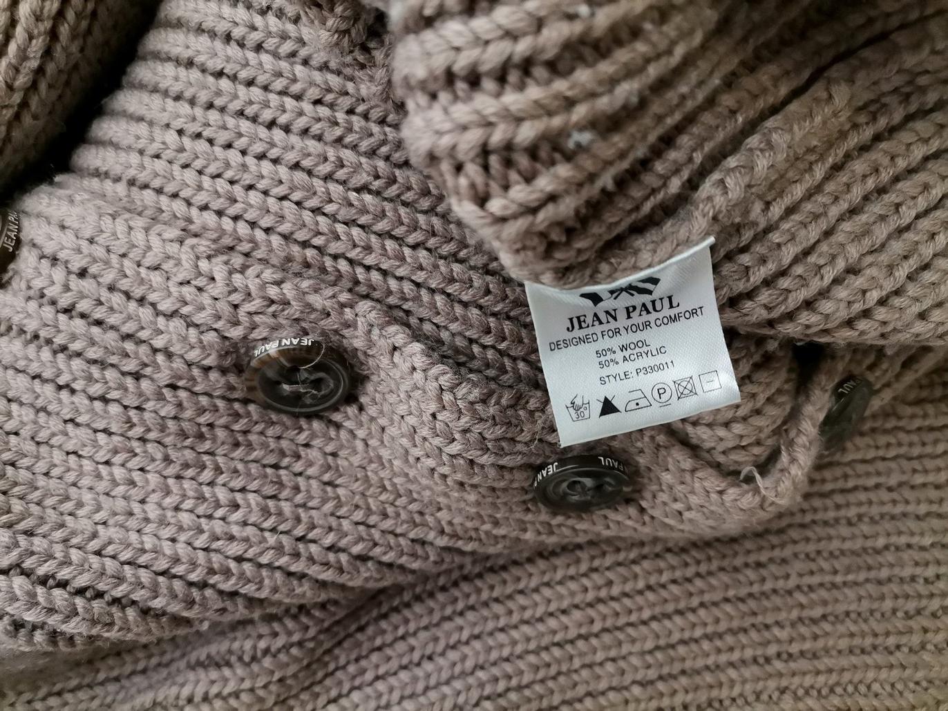IMG_20210315_122244_r1.jpg Jean paul Rozmiar XXL Kolor Beżowy Męski Sweter Rozpinany Długi rękaw Materiał Wełna