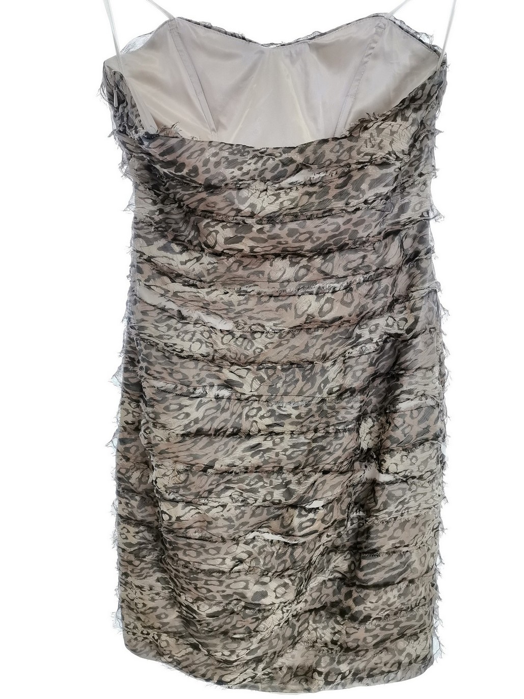 River island Rozmiar 8 (36) Kolor Perłowy Panterka Dekolt Serce Sukienka Bodycon Bezrękawnik Krótka Materiał Jedwab 100% River island Rozmiar 8 (36) Kolor Perłowy Panterka Dekolt Serce Sukienka Bodycon Bezrękawnik Krótka Materiał Jedwab 100%