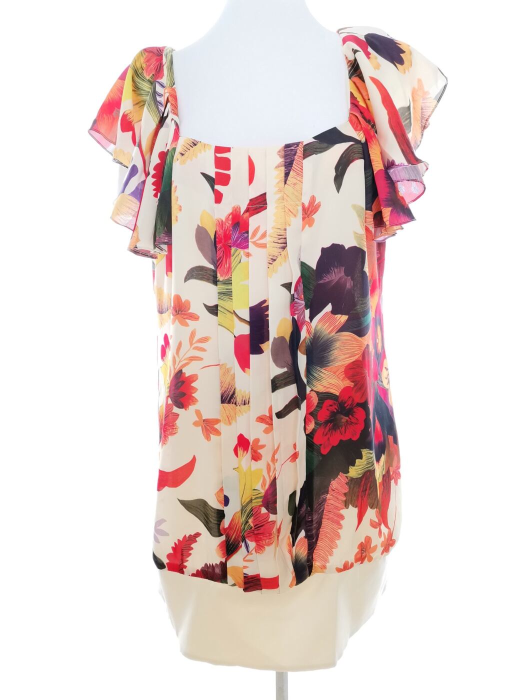 Ted Baker Rozmiar 4 (42) Kolor Kolorowa Kwadratowy dekolt Sukienka Bodycon Krótki rękaw Krótka