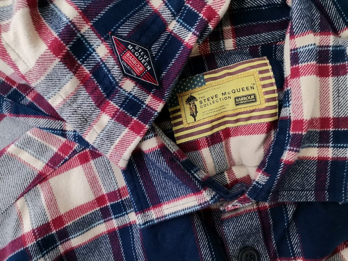 IMG_20210316_140133.jpg BARBOUR Rozmiar L Kolor Granatowy Krata Kołnierz Męska Koszula Casual Długi rękaw Materiał Bawełna 100%