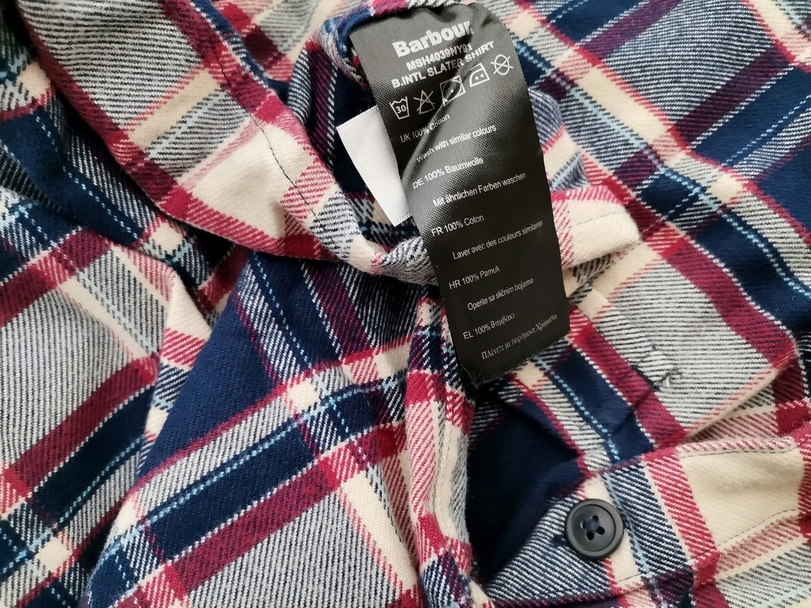 IMG_20210316_140203.jpg BARBOUR Rozmiar L Kolor Granatowy Krata Kołnierz Męska Koszula Casual Długi rękaw Materiał Bawełna 100%