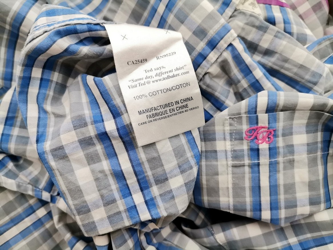 IMG_20210317_100233.jpg Ted Baker Rozmiar 5 (XL) Kolor Niebieski Krata Kołnierz Męska Koszula Casual Długi rękaw Materiał Bawełna 100%