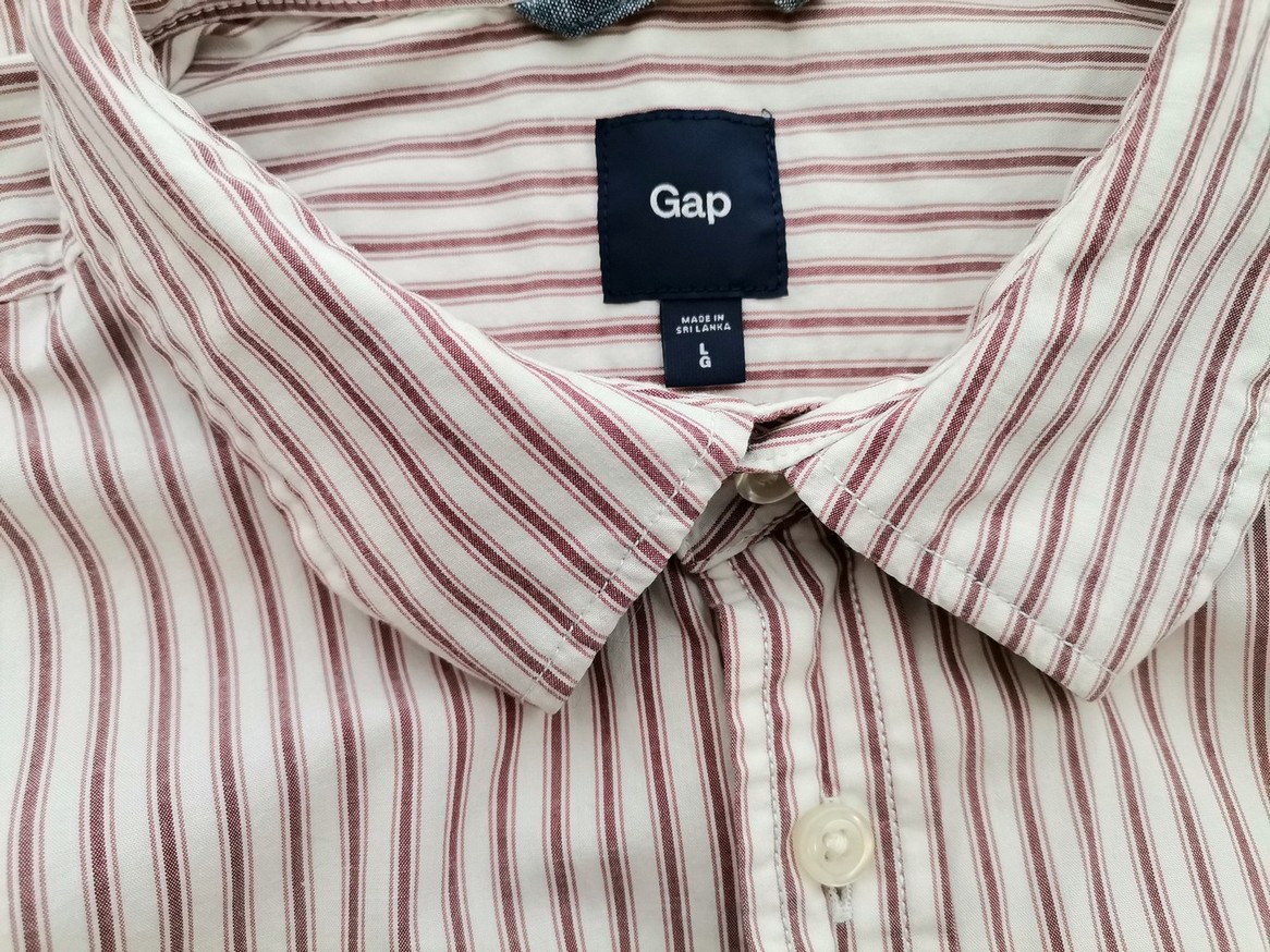 IMG_20210317_111532.jpg Gap Rozmiar L Kolor Purpurowy Pasy Kołnierz Męska Koszula Casual Długi rękaw Materiał Bawełna 100%