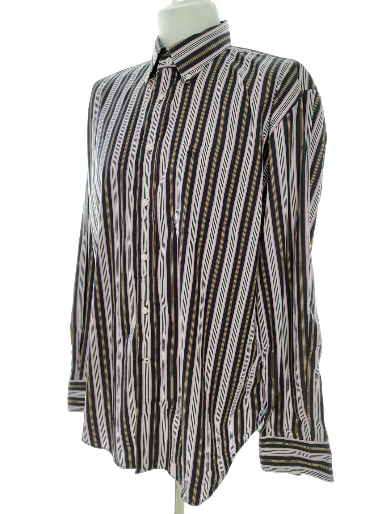 IMG_20210317_133406.jpg Pedro Del Hierro Rozmiar T5 (XL) Kolor Granatowy Pasy Kołnierz Męska Koszula Casual Długi rękaw Materiał Bawełna 100%