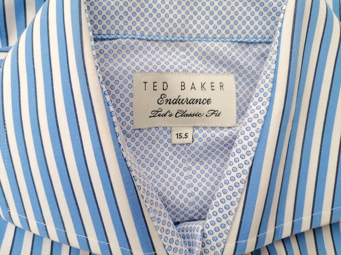 IMG_20210317_134216.jpg Ted Baker Rozmiar 15,5 (38) Kolor Niebieski Pasy Kołnierz Koszula Zapinana Bluzka Długi rękaw Materiał Bawełna 100%