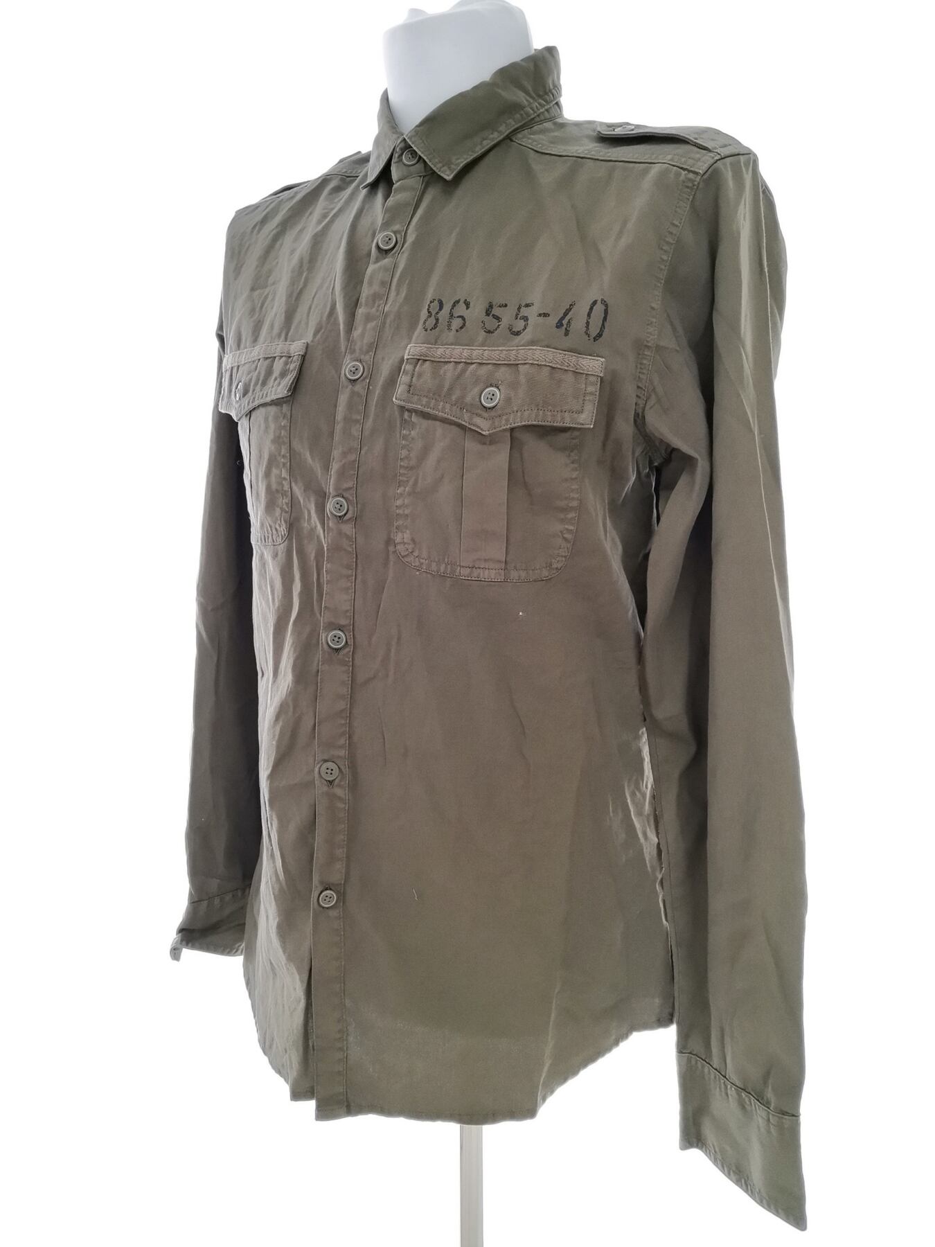 IMG_20210317_140331.jpg Stile Benetton Rozmiar L Kolor Khaki Kołnierz Męska Koszula Casual Długi rękaw Materiał Bawełna 100%