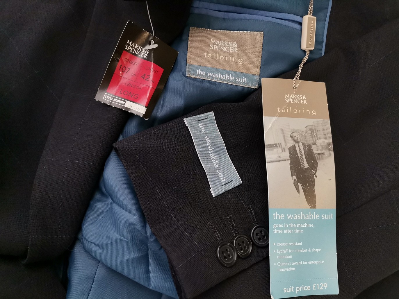 IMG_20210318_112319.jpg Marks&spencer Rozmiar L Kolor Granatowy Krata Męska Marynarka Długi rękaw