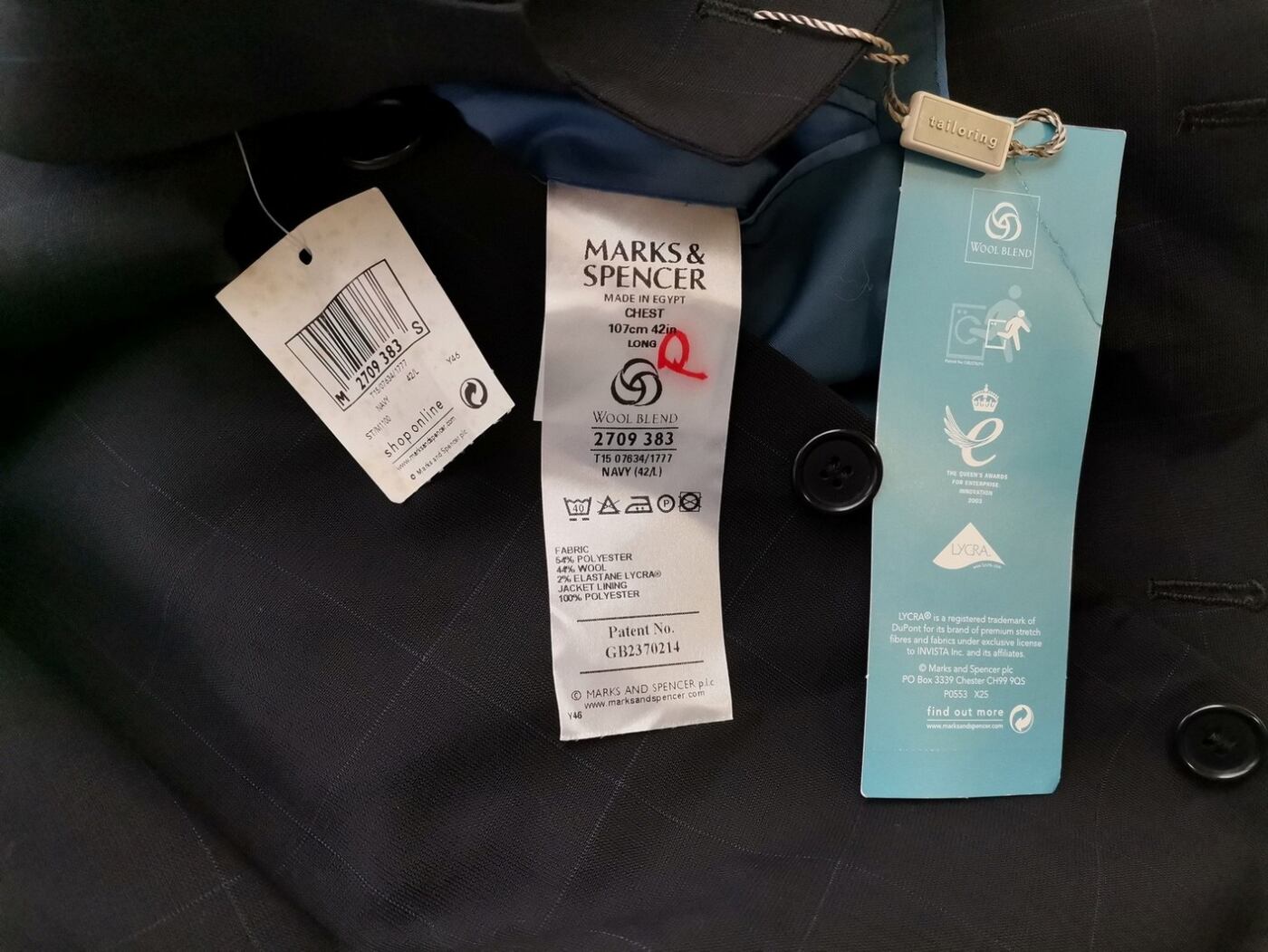 IMG_20210318_112353.jpg Marks&spencer Rozmiar L Kolor Granatowy Krata Męska Marynarka Długi rękaw