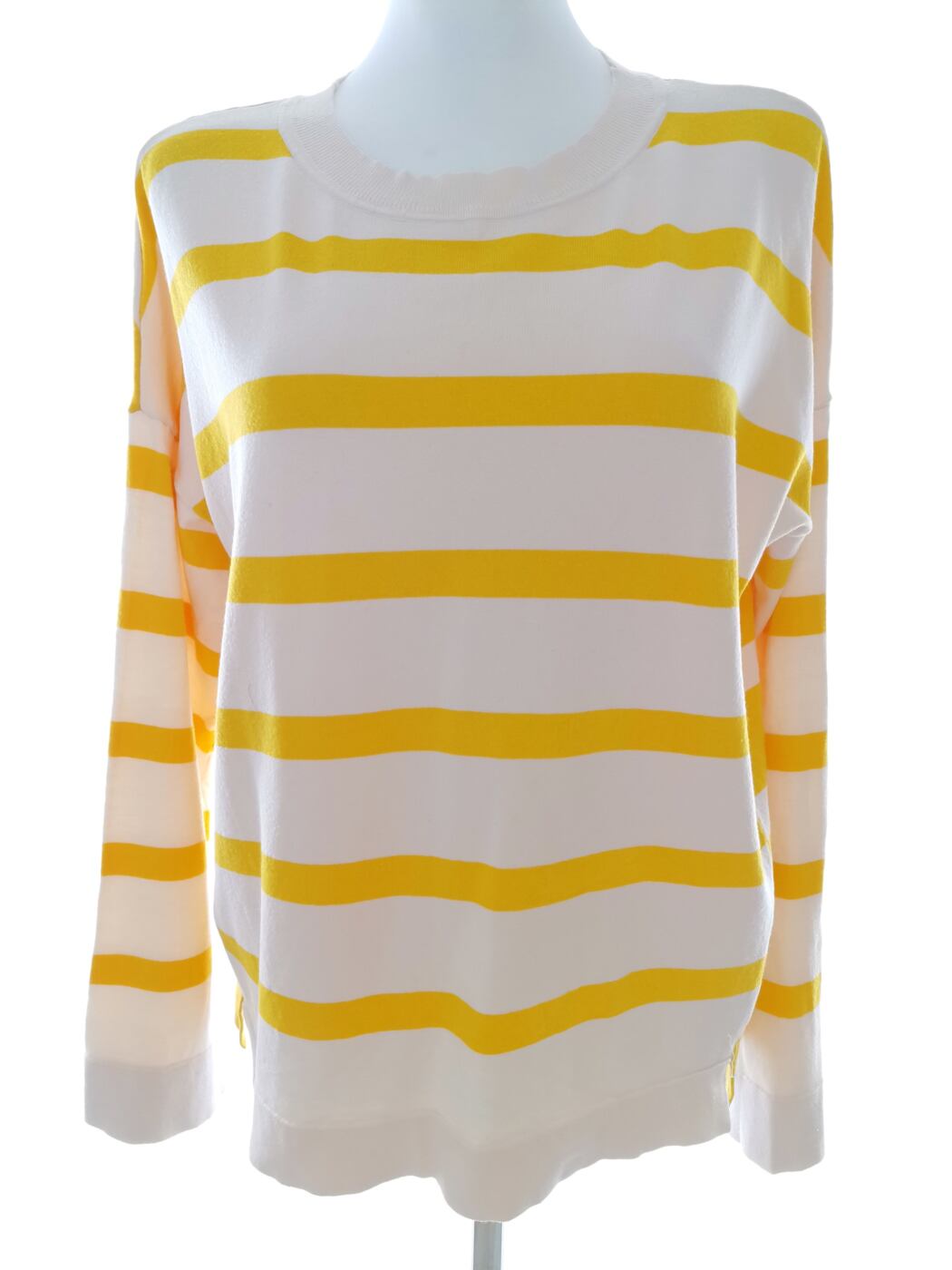 Rozmiar L Kolor Żółty Pasy Crew Neck Sweter Długi rękaw Materiał Wiskoza