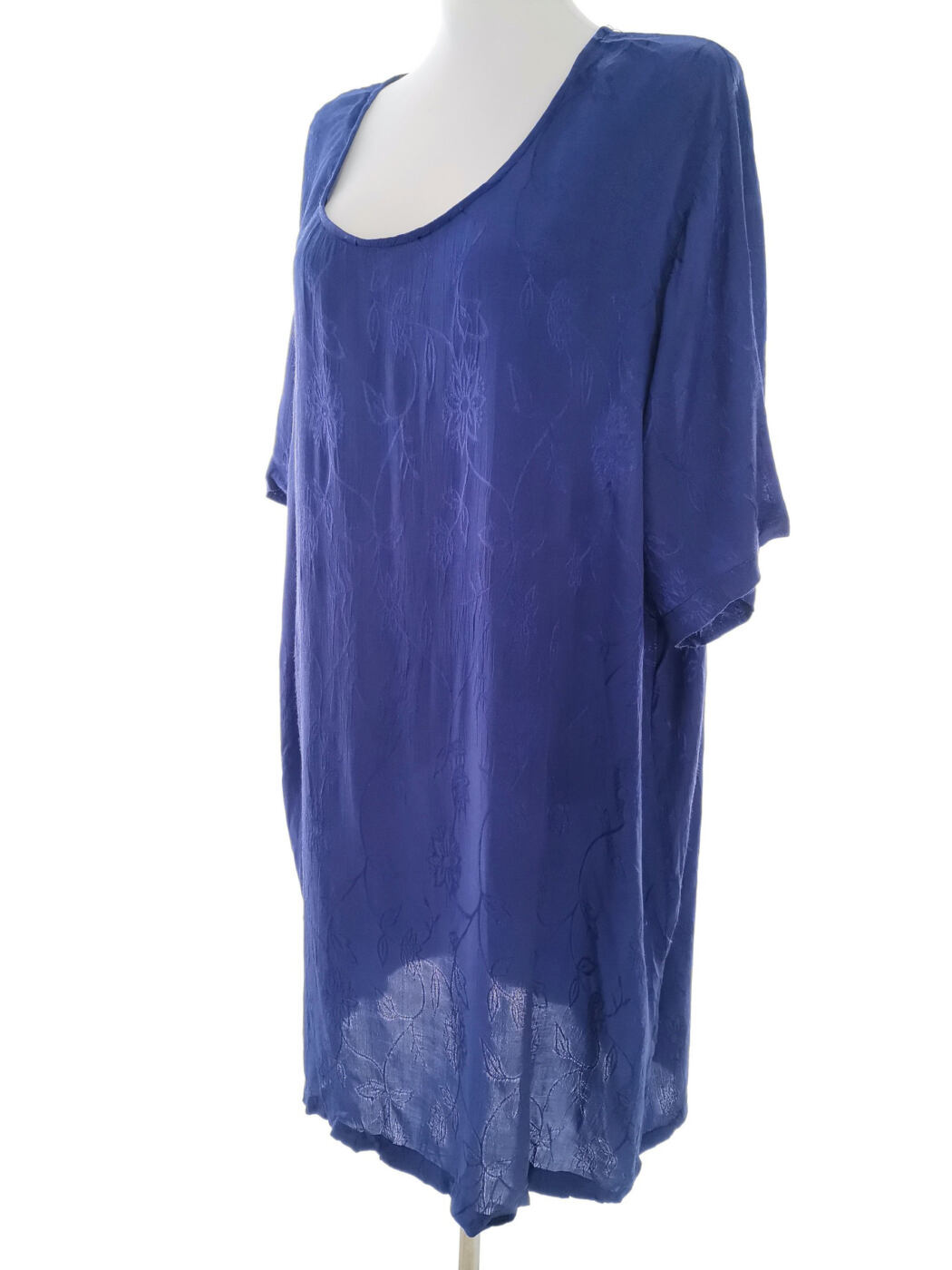 Vintage Rozmiar 50/52 Kolor Granatowy Okrągły dekolt Tunika Bluzka Krótki rękaw Materiał Wiskoza Vintage Rozmiar 50/52 Kolor Granatowy Okrągły dekolt Tunika Bluzka Krótki rękaw Materiał Wiskoza