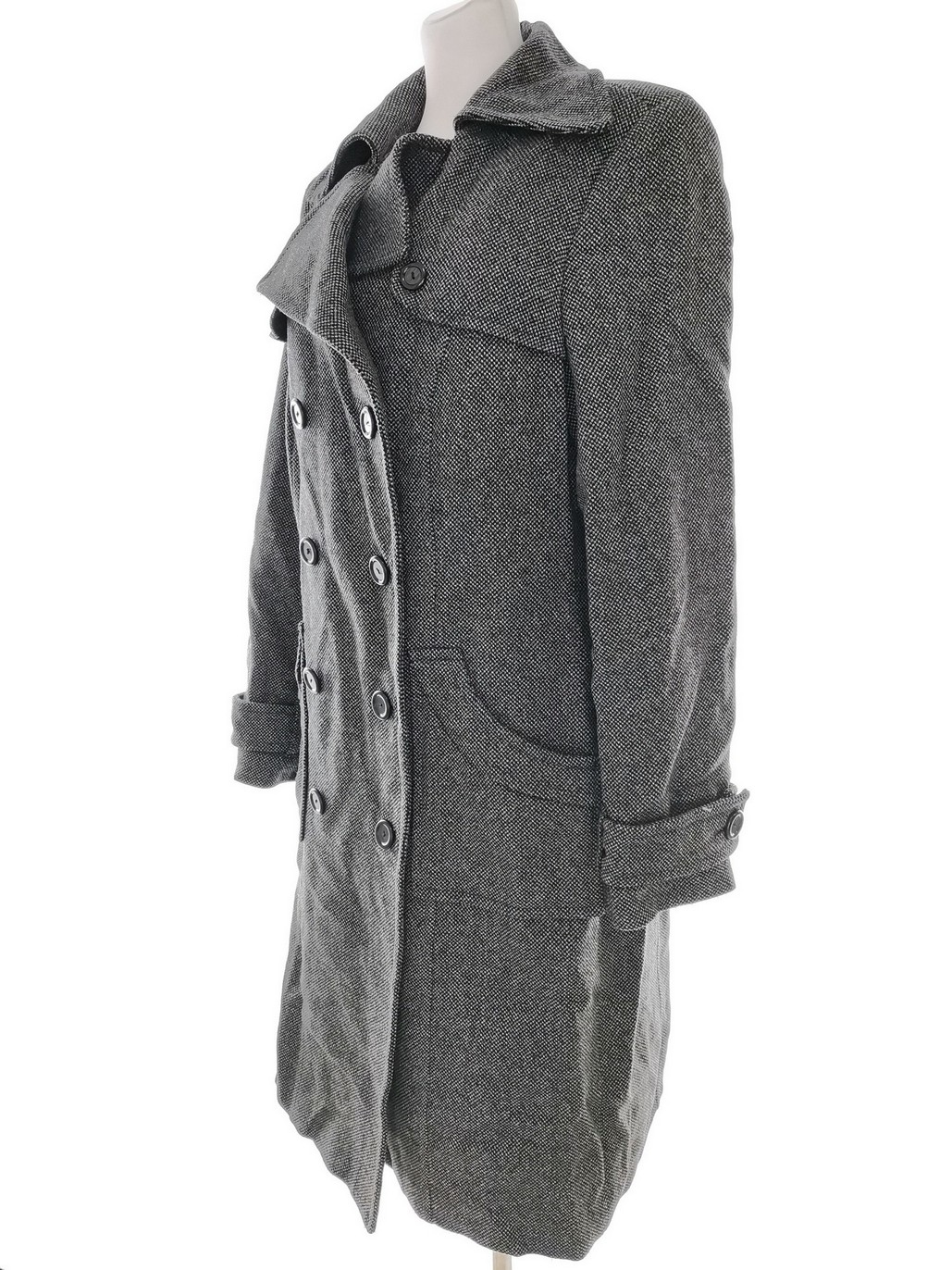 Stock h lm Rozmiar 44 Kolor Szary Płaszcz Długi rękaw Materiał Wełna Merino