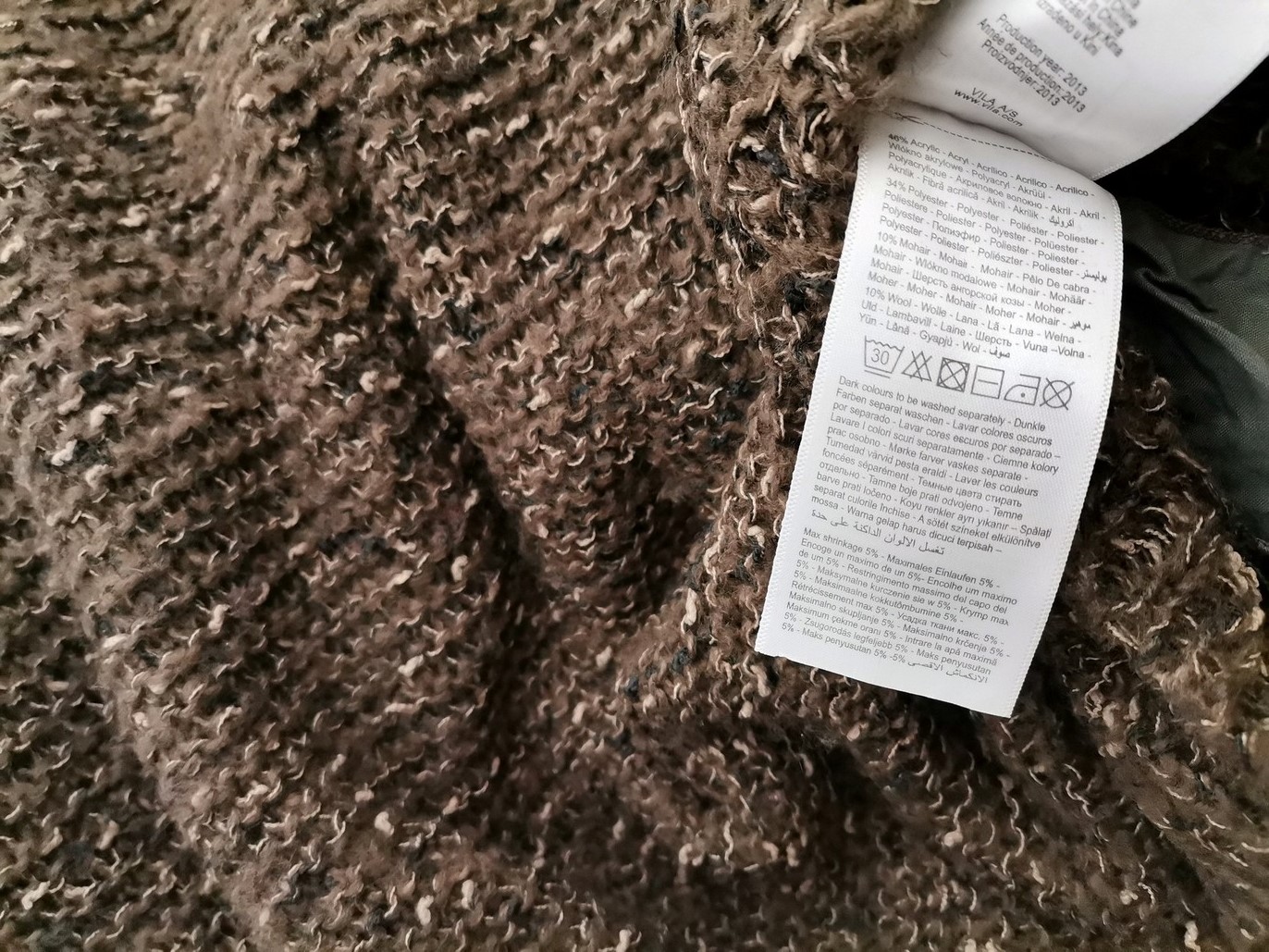 Object Rozmiar M Kolor Brązowy Okrągły dekolt Sukienka Sweterkowa Długi rękaw Midi Materiał Akryl Object Rozmiar M Kolor Brązowy Okrągły dekolt Sukienka Sweterkowa Długi rękaw Midi Materiał Akryl