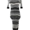 River island Rozmiar 10 (38) Kolor Szary Pasy Crew Neck Sukienka Sweterkowa Krótki rękaw Długa Materiał Wiskoza
