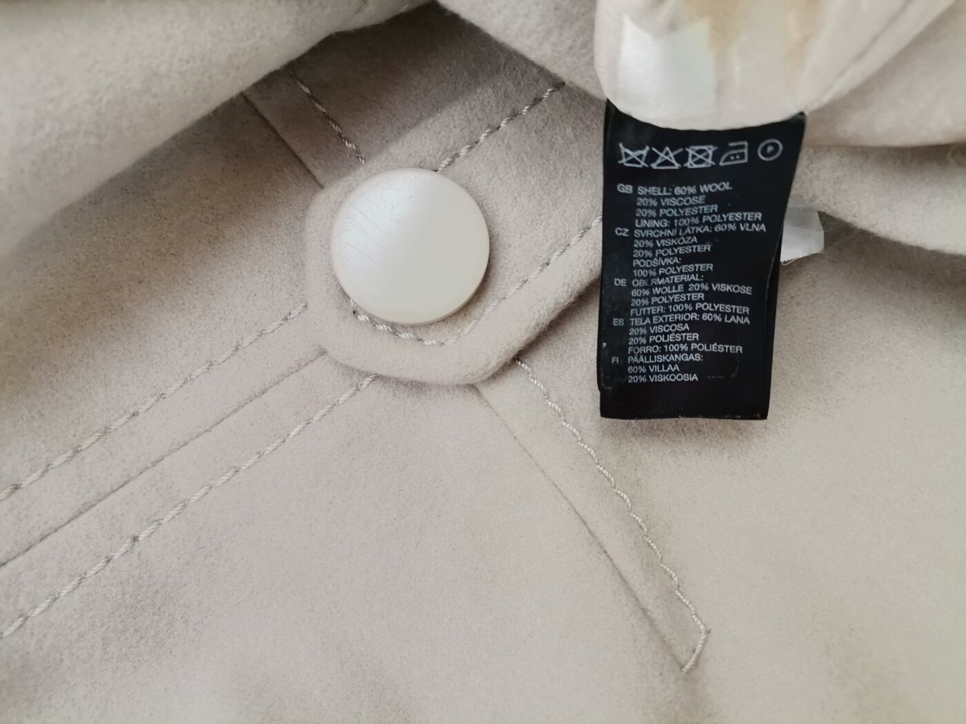 IMG_20210322_134704.jpg H&m Rozmiar 40 Kolor Beżowy Płaszcz Długi rękaw Materiał Wełna