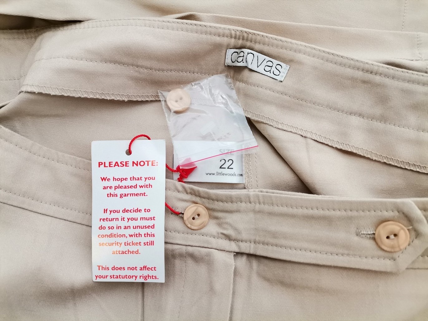 Canvas Rozmiar 22 (50) Kolor Beżowy Spodnie Casual Materiał Bawełna