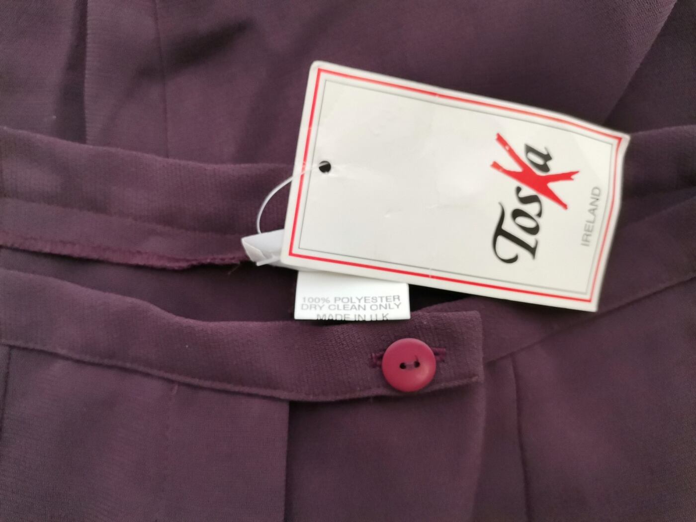 Toska Rozmiar 12 (40) Kolor Purpurowy Spodnie Eleganckie