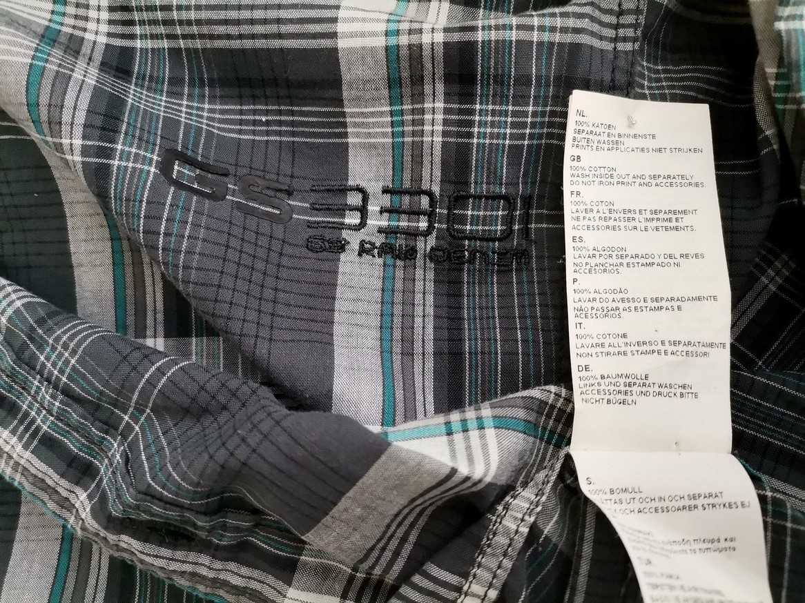 G-Star Rozmiar M Kolor Szary Krata Kołnierz Męska Koszula Casual Krótki rękaw Materiał Bawełna 100%