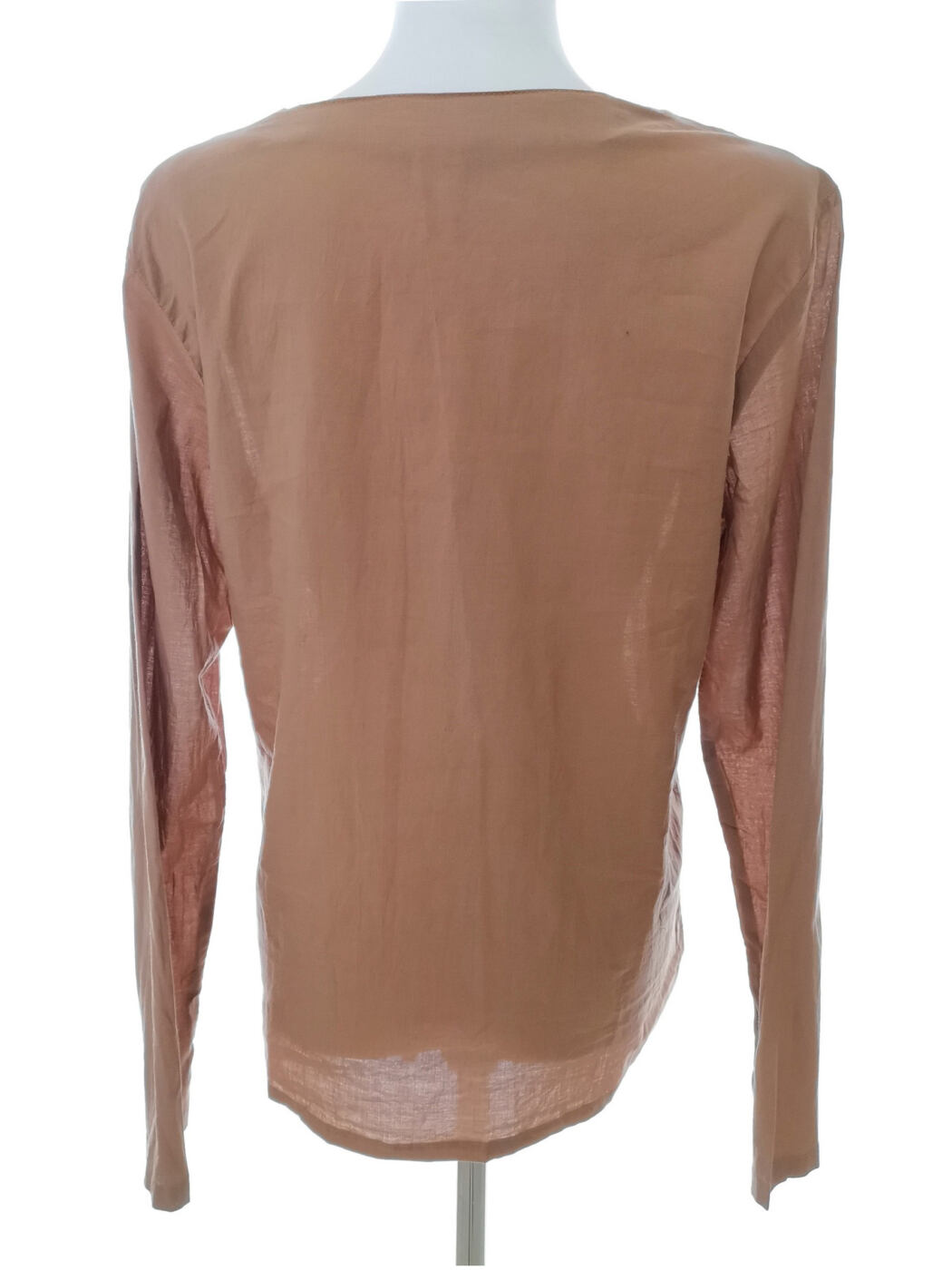 Vintage Rozmiar 12 (40 ) Kolor Brązowy Split Crew Neck Bluzka Długi rękaw Materiał Bawełna 100%