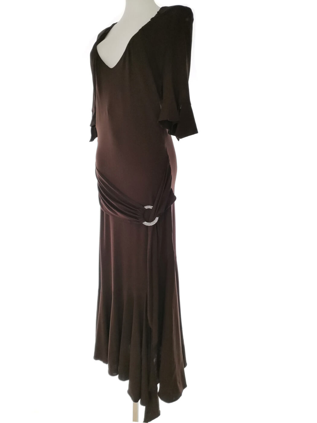 Karen MILLEN Rozmiar 14 (42) Kolor Brązowy W serek Sukienka Maxi Rękaw 3/4 Długa Materiał Wiskoza 100% Karen MILLEN Rozmiar 14 (42) Kolor Brązowy W serek Sukienka Maxi Rękaw 3/4 Długa Materiał Wiskoza 100%