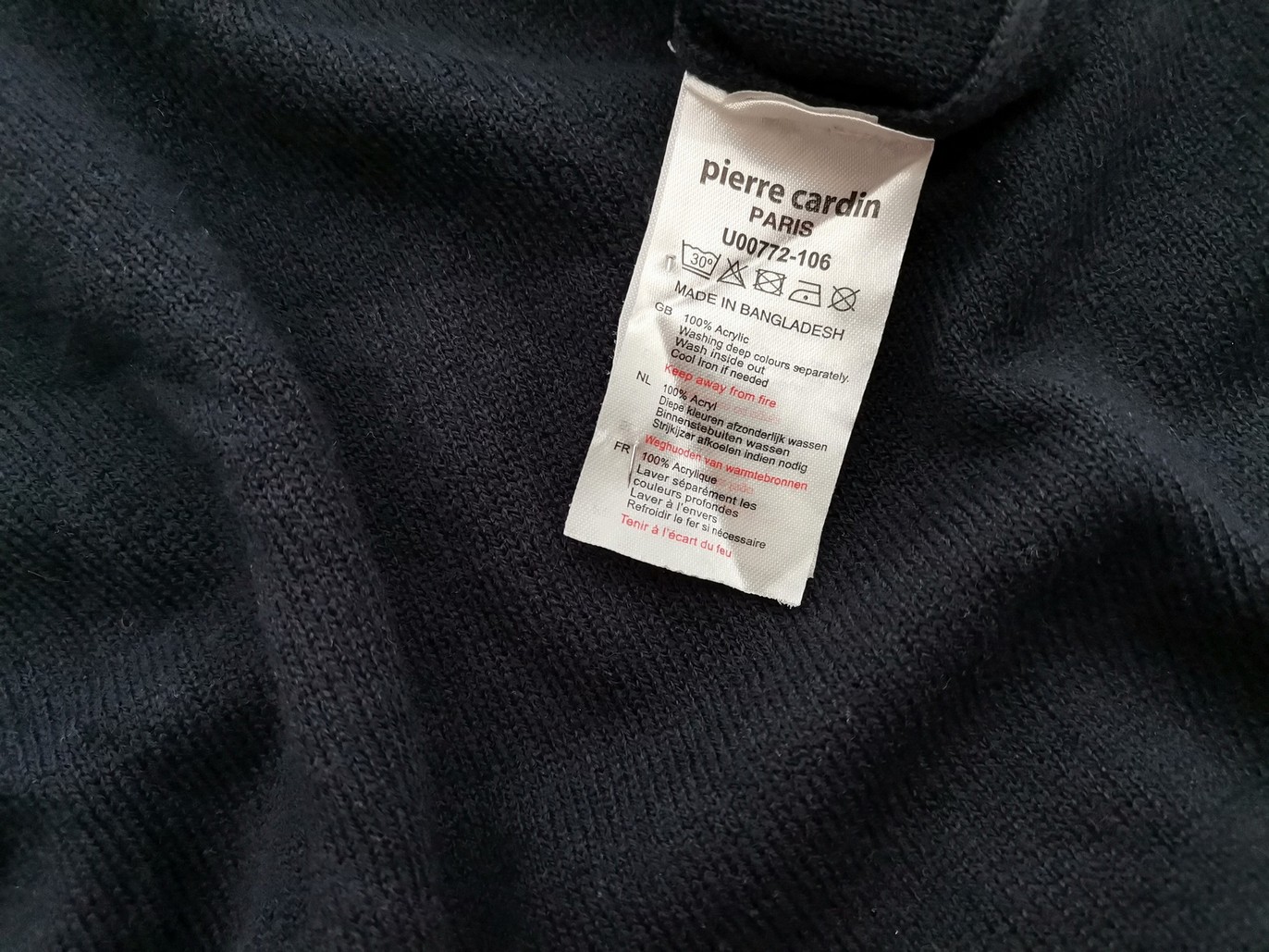 Pierre Cardin Rozmiar 4XL Kolor Granatowy Męski Sweter Długi rękaw Materiał Akryl 100%