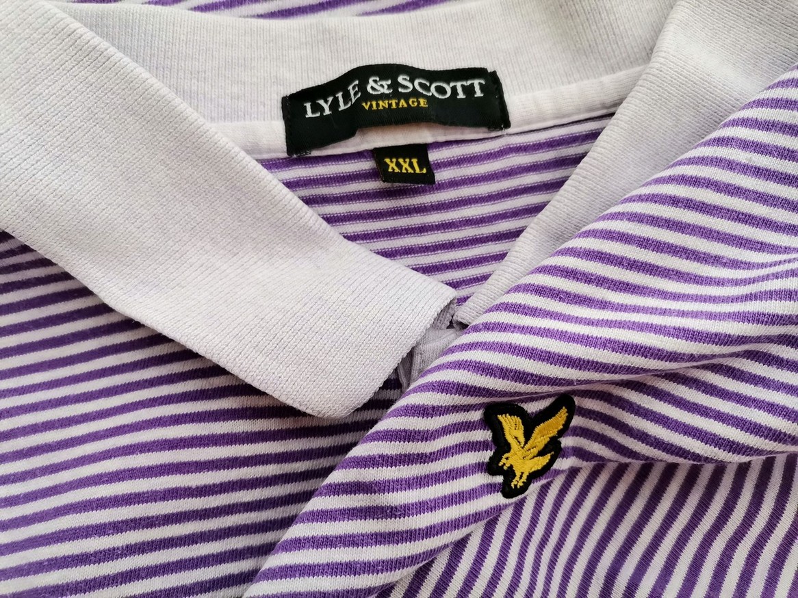 IMG_20210324_105609.jpg Lyle & Scott Rozmiar XXL Kolor Fioletowy Pasy Kołnierz Męska Koszula Polo Krótki rękaw Materiał Bawełna 100%