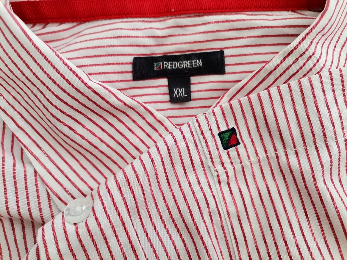Redgreen Rozmiar XXL Kolor Czerwony Pasy Kołnierz Męska Koszula Casual Długi rękaw Materiał Bawełna 100%
