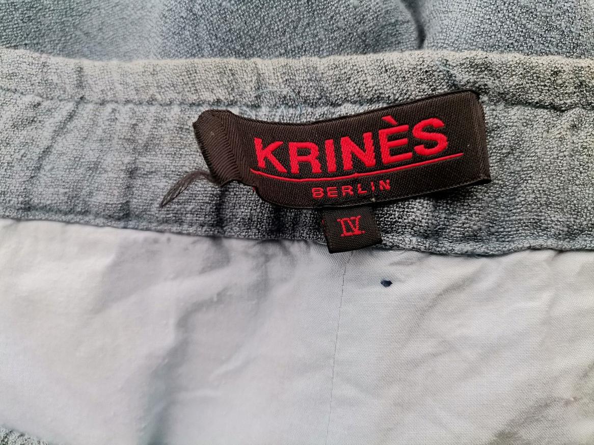 Krines Rozmiar 4 (42) Kolor Niebieski Spodnie Rybaczki Materiał Len