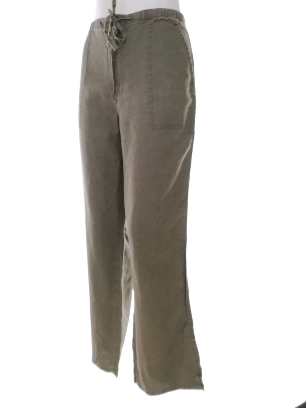 Eddie Bauer Rozmiar 40 Kolor Khaki Spodnie Casual Materiał Len 100%