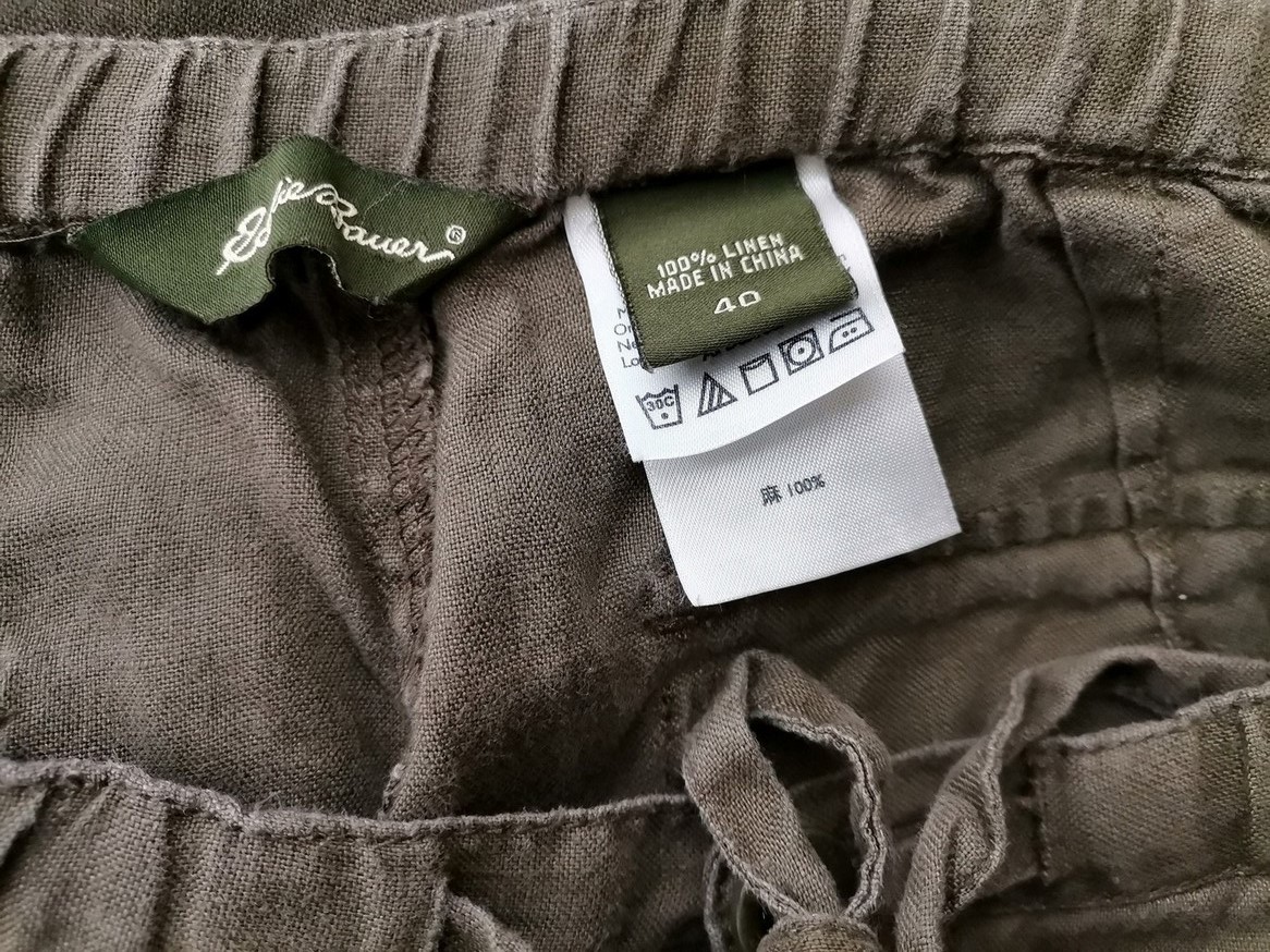 Eddie Bauer Rozmiar 40 Kolor Khaki Spodnie Casual Materiał Len 100%