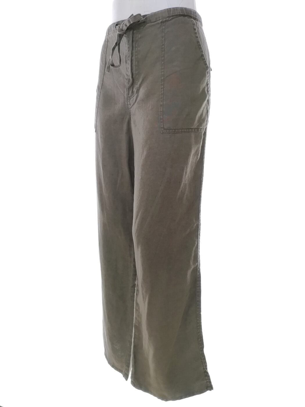 Eddie Bauer Rozmiar 40 Kolor Khaki Spodnie Casual Materiał Len 100%