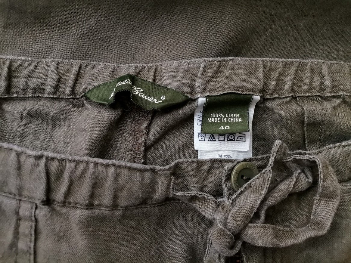 Eddie Bauer Rozmiar 40 Kolor Khaki Spodnie Casual Materiał Len 100%